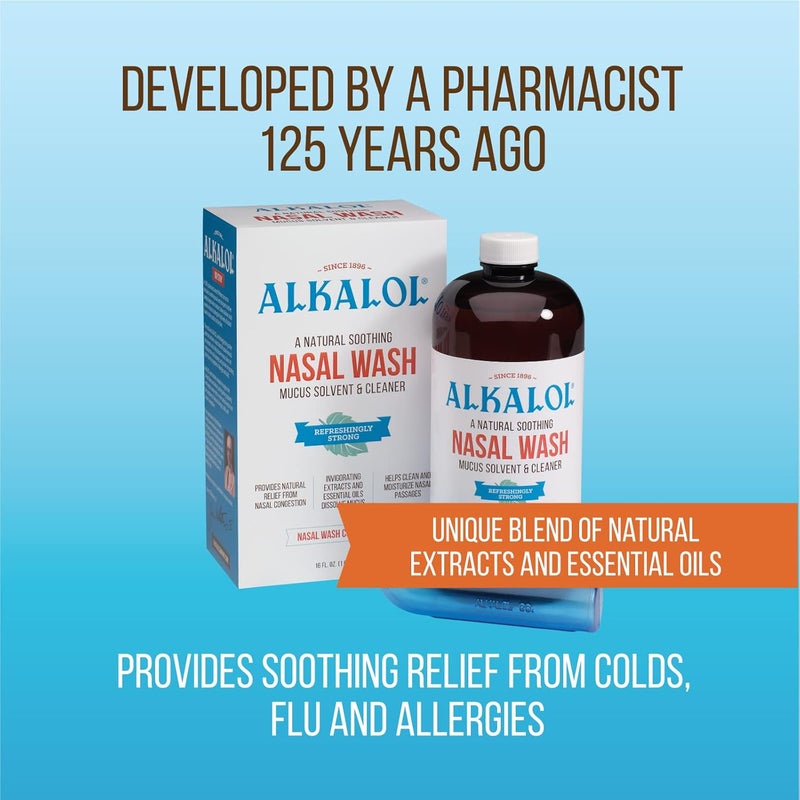 Alkalol - A Natural Soothing Nasal Wash, Mucus Solvent and Cleaner Kit - with Cup, 16-oz. - Image 3